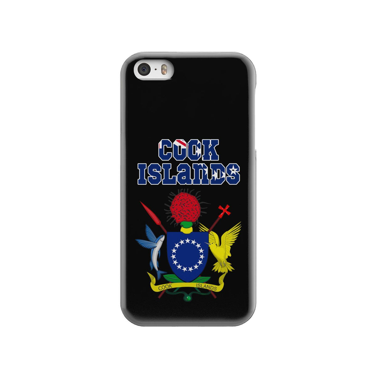 Cook Islands Phone Case - Coat of Arm Name iPhone SE One Size Black - Polynesian Pride