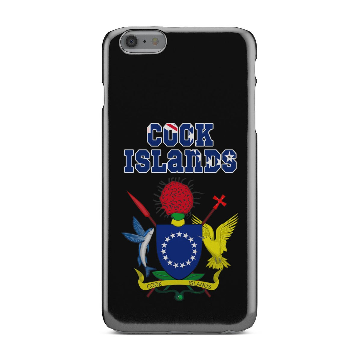 Cook Islands Phone Case - Coat of Arm Name iPhone 6s Plus One Size Black - Polynesian Pride