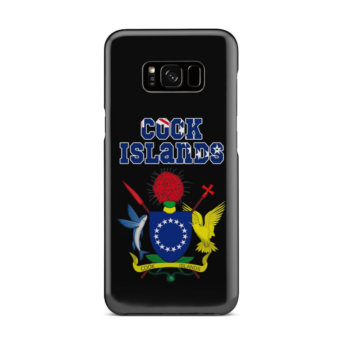 Cook Islands Phone Case - Coat of Arm Name Samsung Galaxy S8 Plus One Size Black - Polynesian Pride