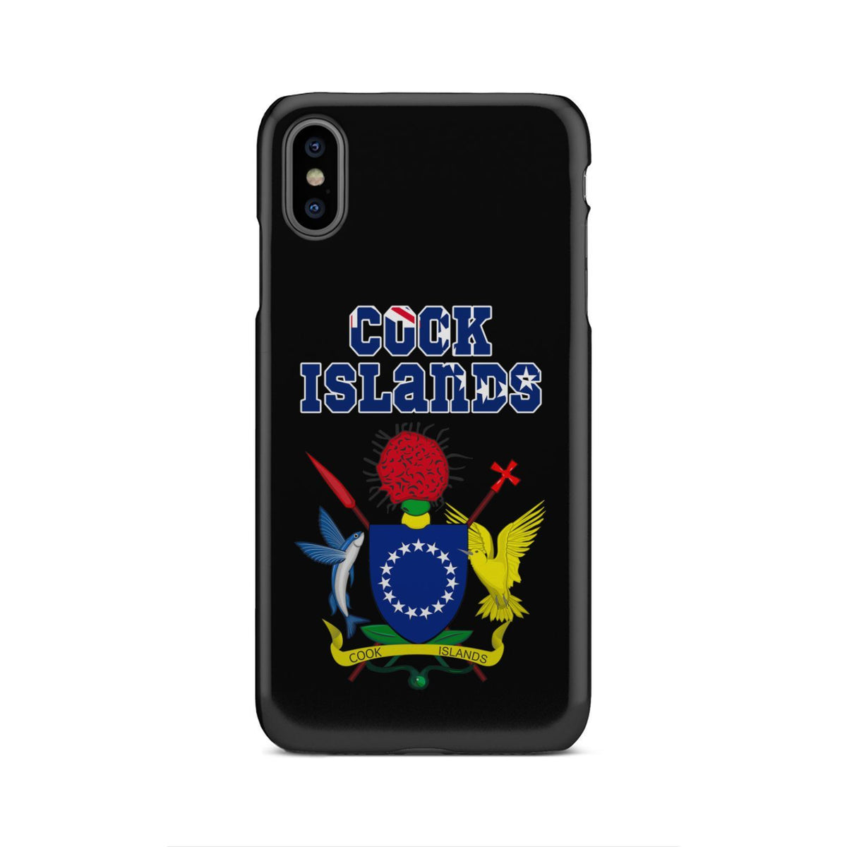 Cook Islands Phone Case - Coat of Arm Name iPhone Xs Max One Size Black - Polynesian Pride