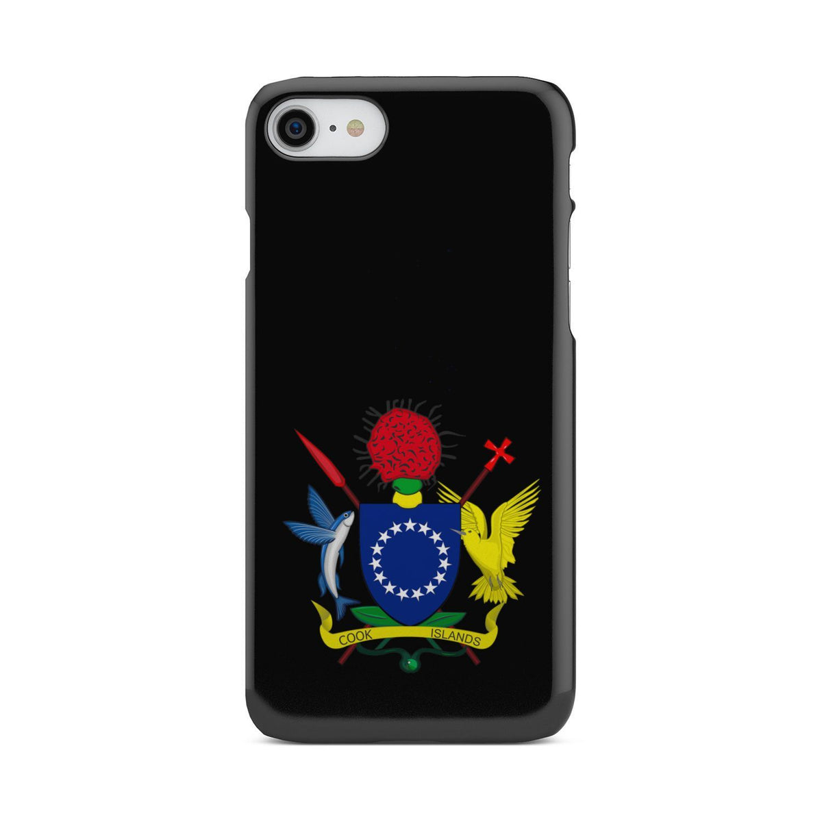 Cook Islands Phone Case - Coat of Arm Map iPhone 8 One Size Black - Polynesian Pride