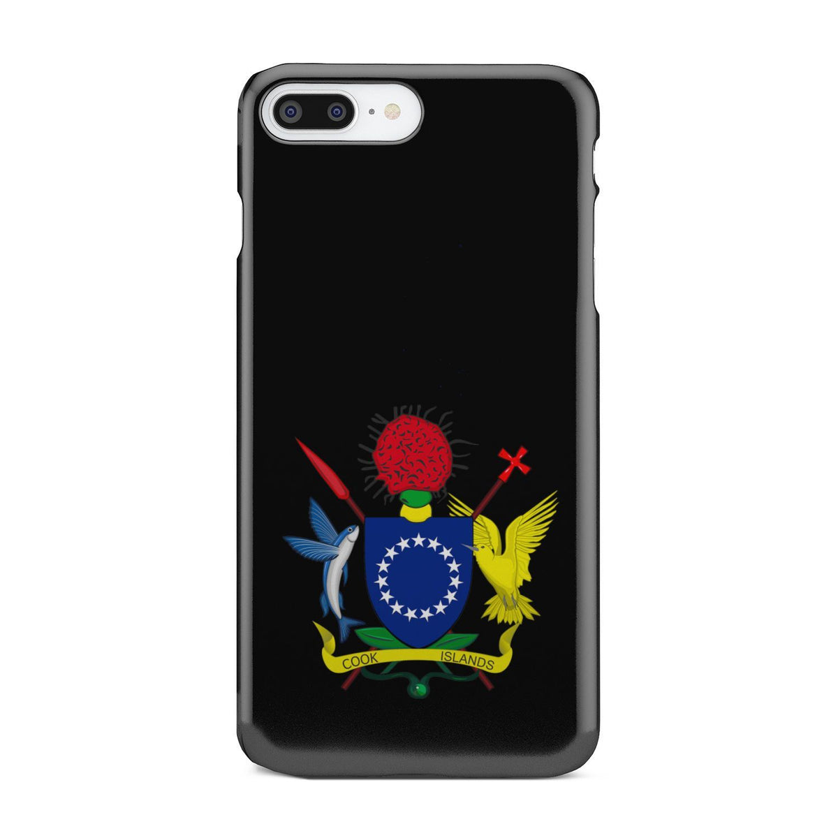 Cook Islands Phone Case - Coat of Arm Map iPhone 8 Plus One Size Black - Polynesian Pride