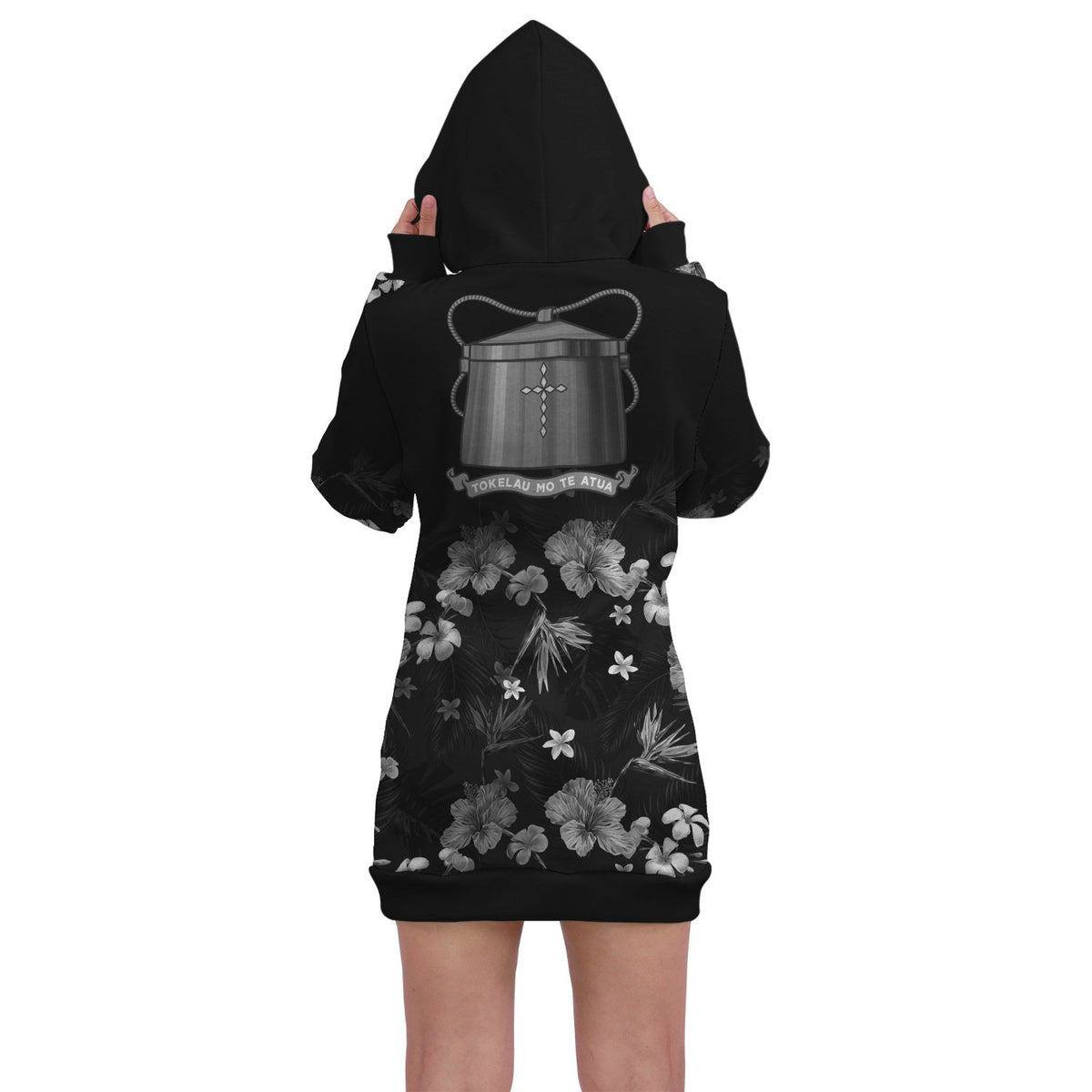 Tokelau Hoodie Dress - Tokelau Coat Of Arms Hibiscus Special - Polynesian Pride