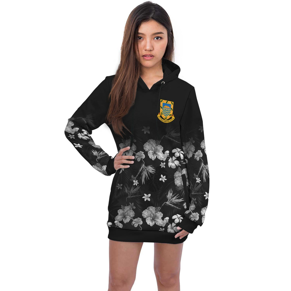 Tuvalu Hoodie Dress - Tuvalu Coat Of Arms Hibiscus Special - Polynesian Pride
