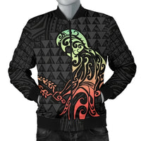 Warrior Helmet Men's Bomber Jacket Black - Polynesian Pride