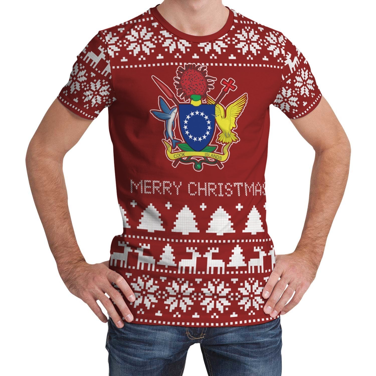 Cook Islands Christmas T Shirt (Womens/Mens) Unisex Red - Polynesian Pride