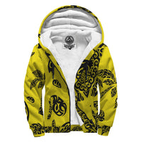 Polynesian Turtle Palm And Sea Pebbles Hawaii Sherpa Hoodie Yellow Yellow - Polynesian Pride