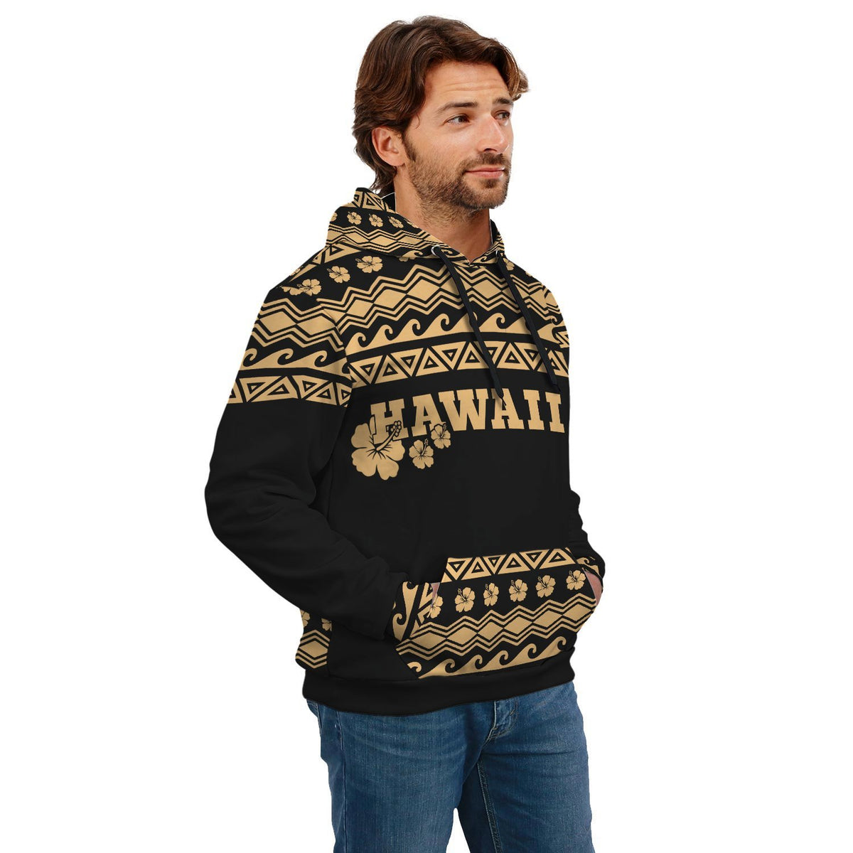Polynesian Hawaii All Over Hoodie Yellow - Polynesian Pride