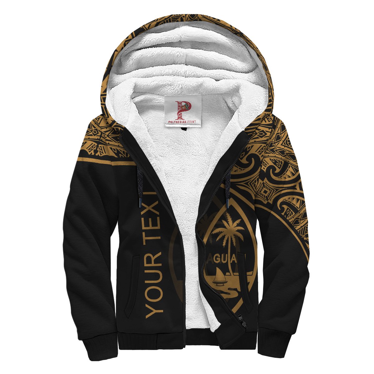 Guam Personalised Custom Polynesian Sherpa Hoodie - Curve Gold Gold - Polynesian Pride