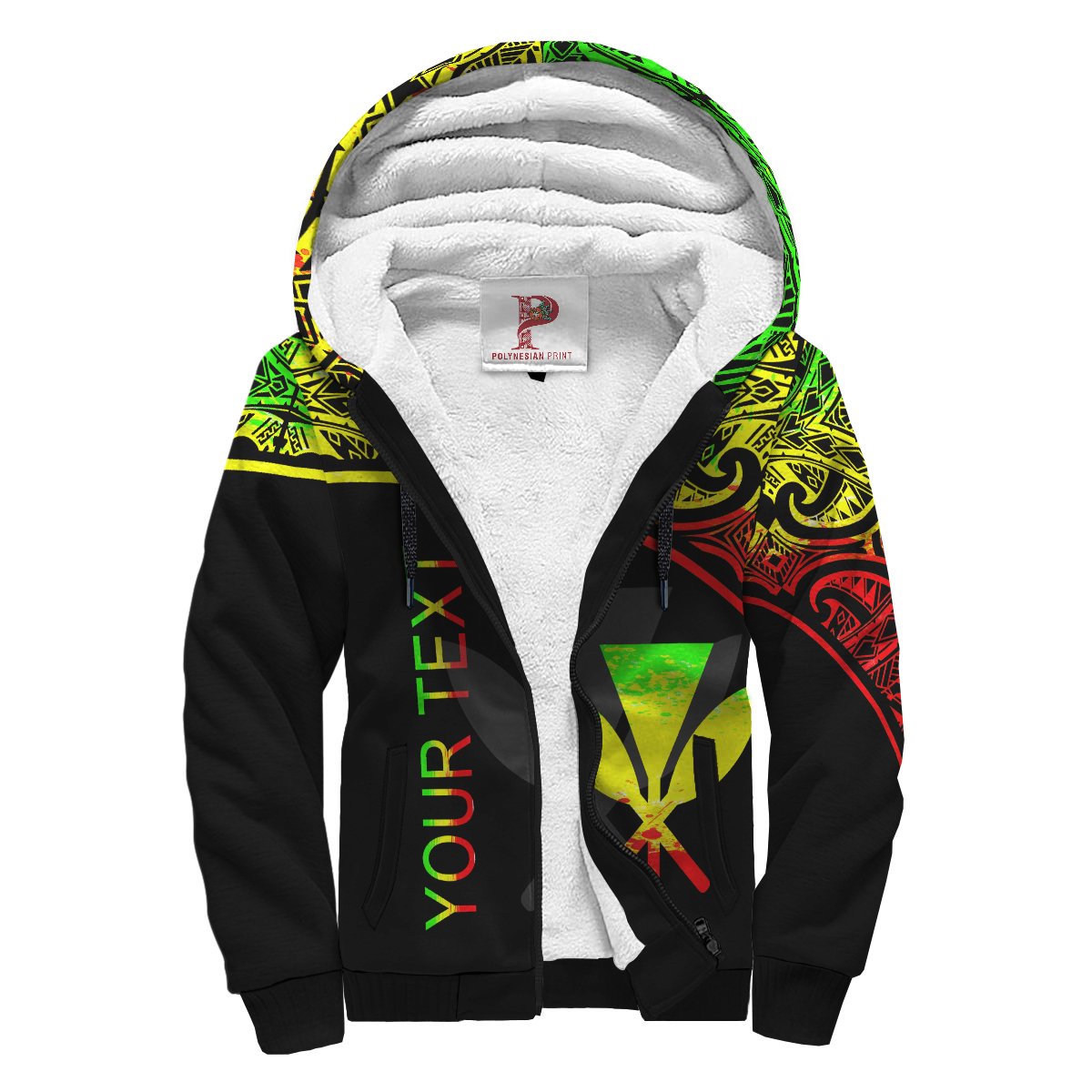 Polynesian Hawaii Personalised Custom Sherpa Hoodie - Curve Reggae Reggae - Polynesian Pride