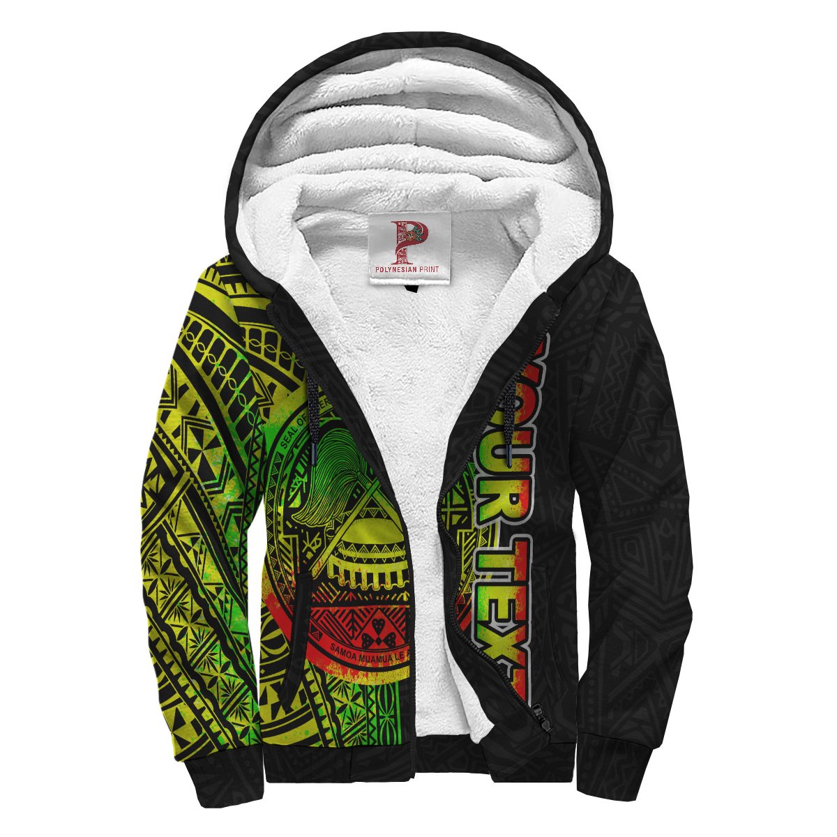 American Samoa Personalised Custom Polynesian Sherpa Hoodie - Line Reggae Reggae - Polynesian Pride