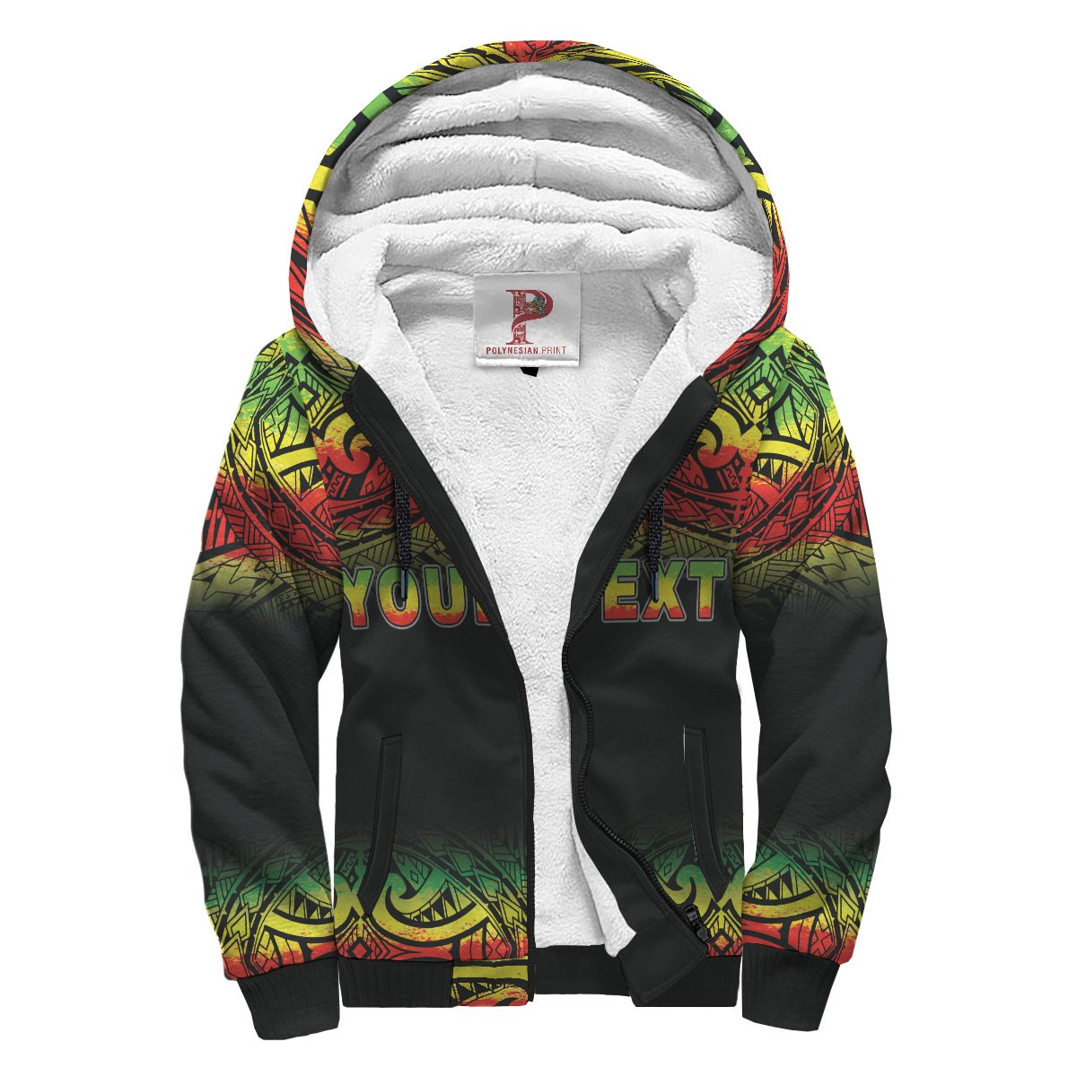 Tahiti (French Polynesia) Polynesian Personalised Custom Sherpa Hoodie - Reggae Fog Reggae - Polynesian Pride