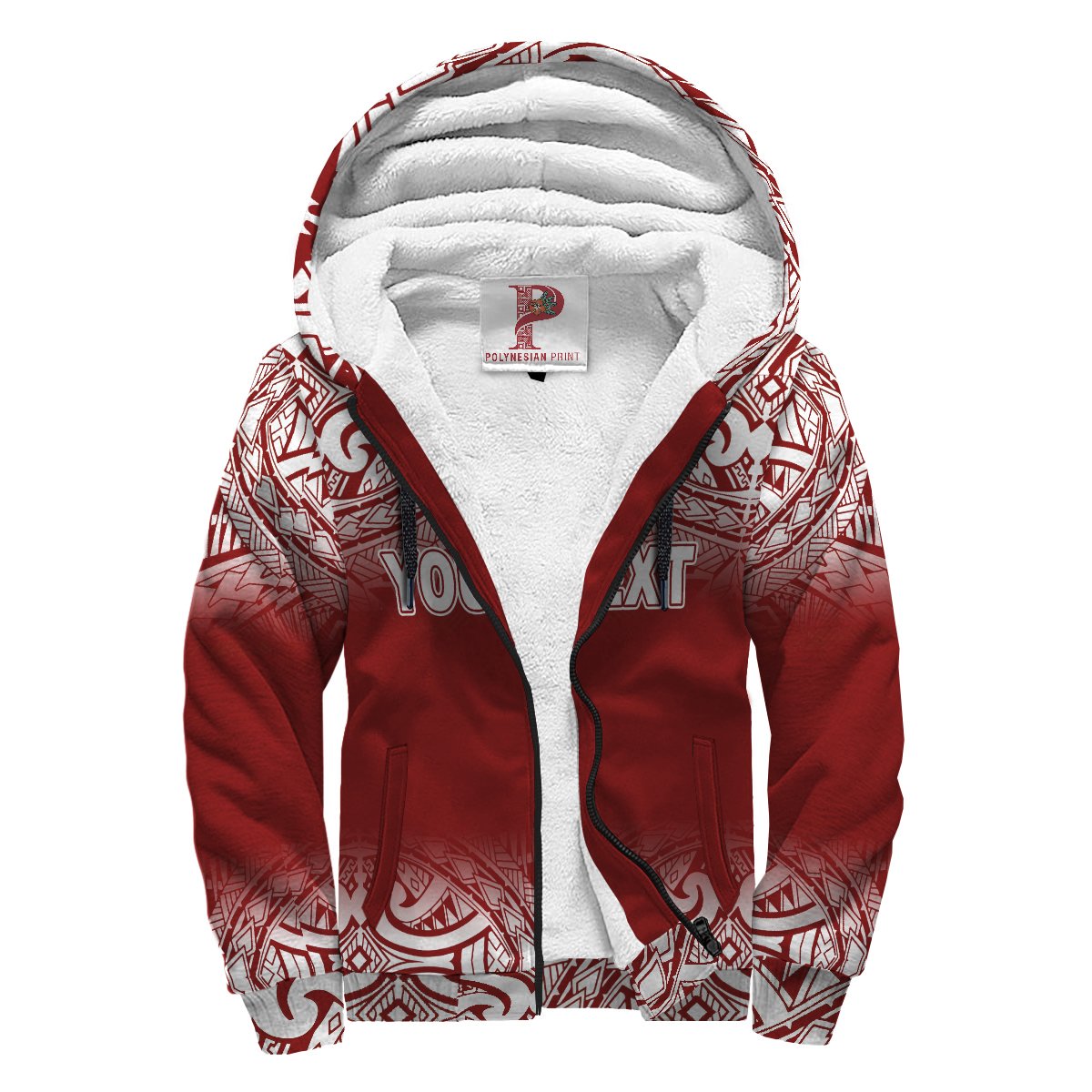 Samoa Personalised Custom Polynesian Sherpa Hoodie - Fog Red Red - Polynesian Pride