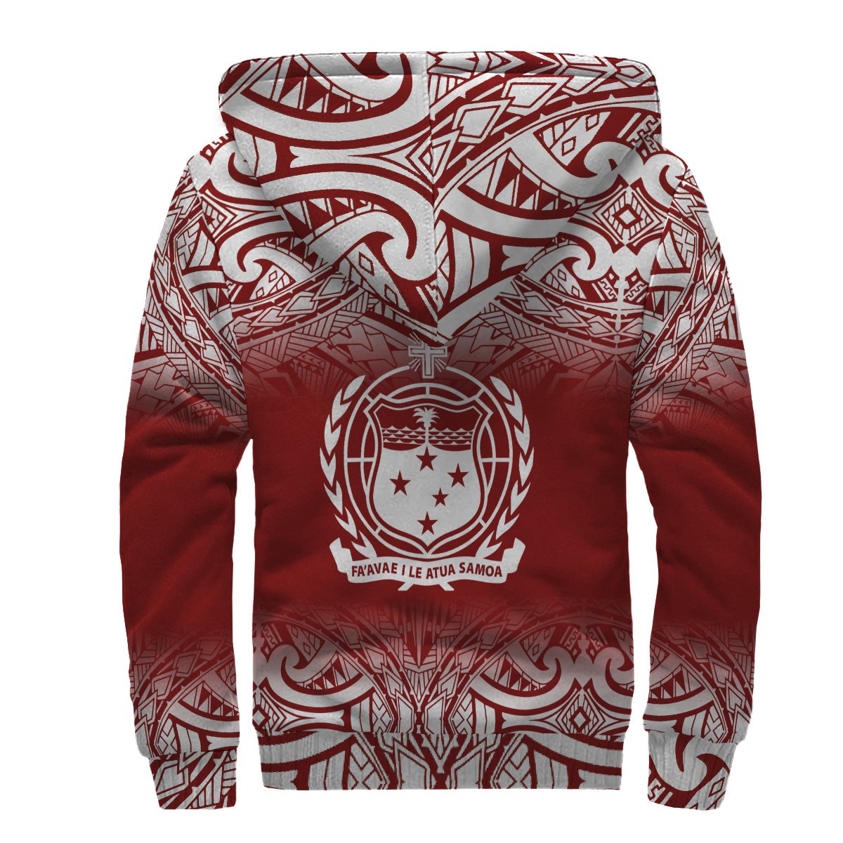 Samoa Personalised Custom Polynesian Sherpa Hoodie - Fog Red - Polynesian Pride