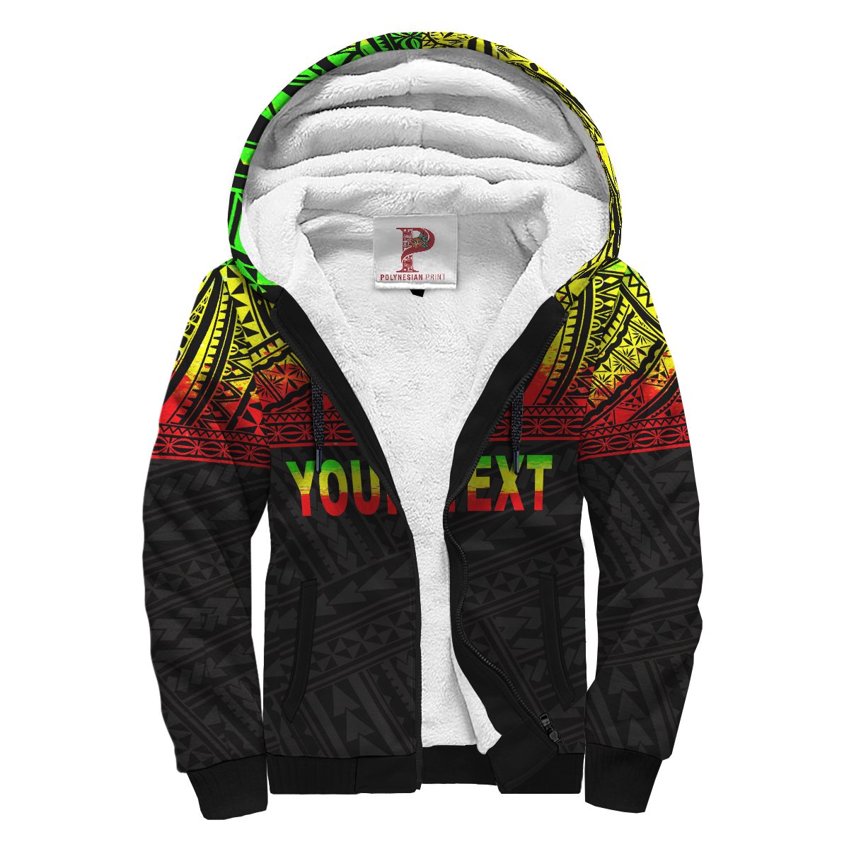 Samoa Personalised Custom Polynesian Sherpa Hoodie - Horizontal Reggae Reggae - Polynesian Pride