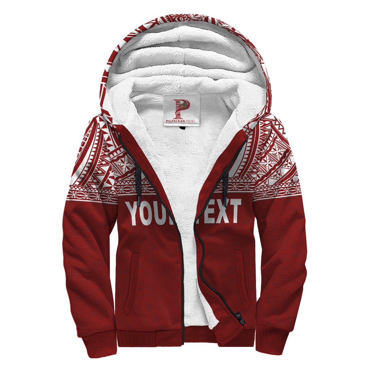 Samoa Personalised Custom Polynesian Sherpa Hoodie - Horizontal Red Red - Polynesian Pride