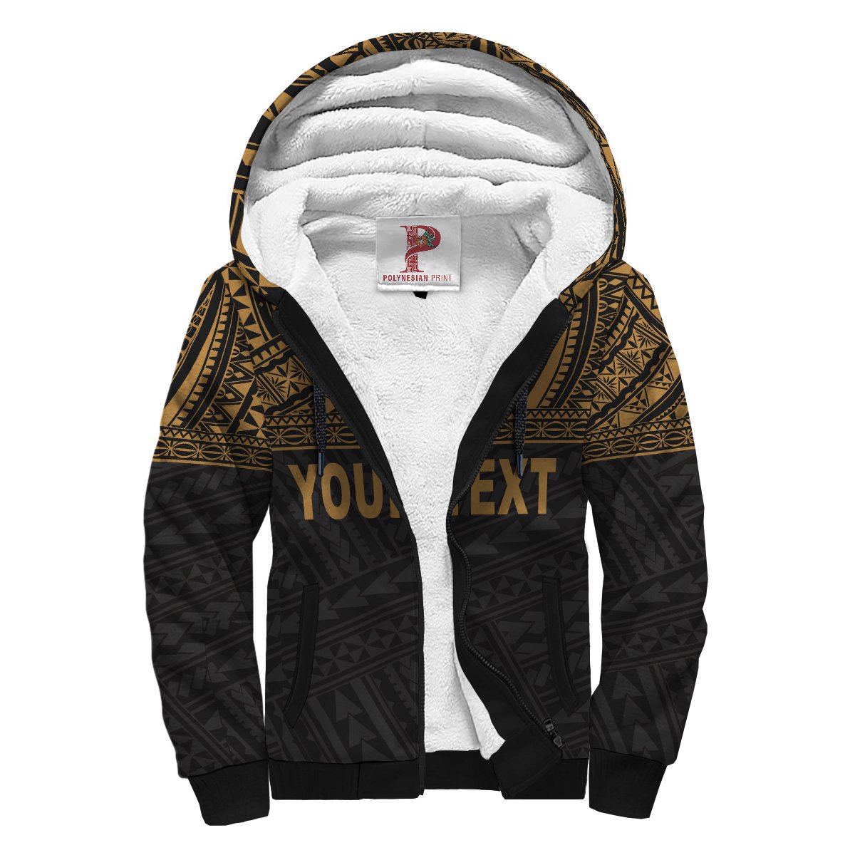 Polynesian Hawaii Personalised Custom Sherpa Hoodie - Horizontal Gold Gold - Polynesian Pride