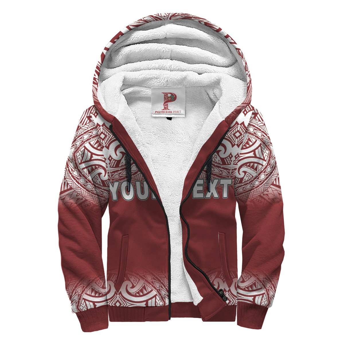 Tahiti (French Polynesia) Polynesian Personalised Custom Sherpa Hoodie - Red Fog Red - Polynesian Pride