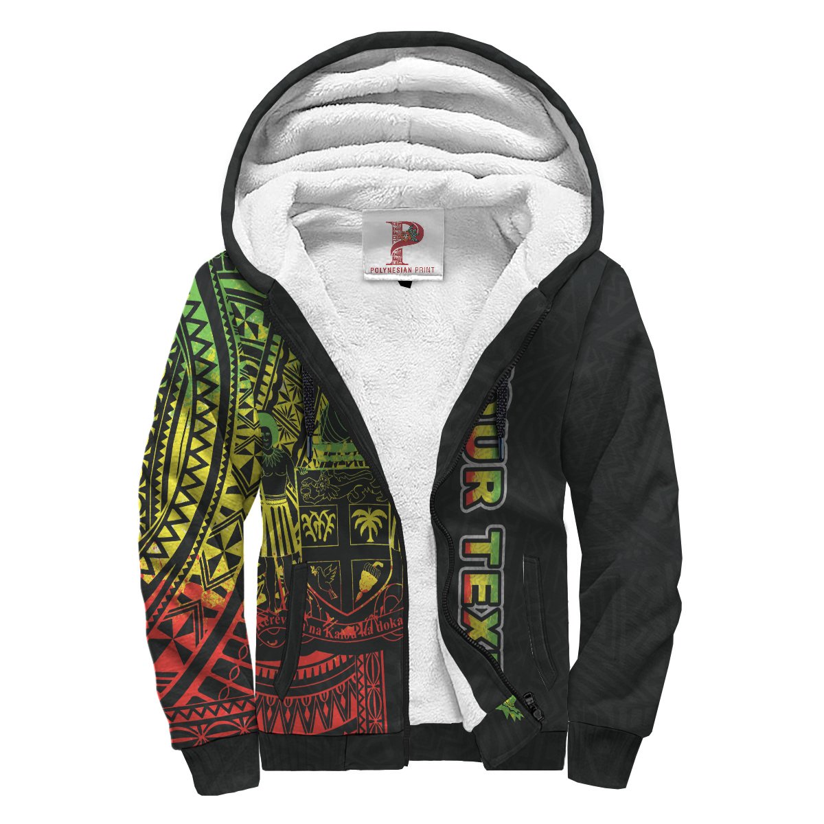 Fiji Polynesian Personalised Custom Sherpa Hoodie - Reggae Line Reggae - Polynesian Pride