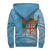 Fiji Polynesian Personalised Custom Sherpa Hoodie - Blue Line - Polynesian Pride