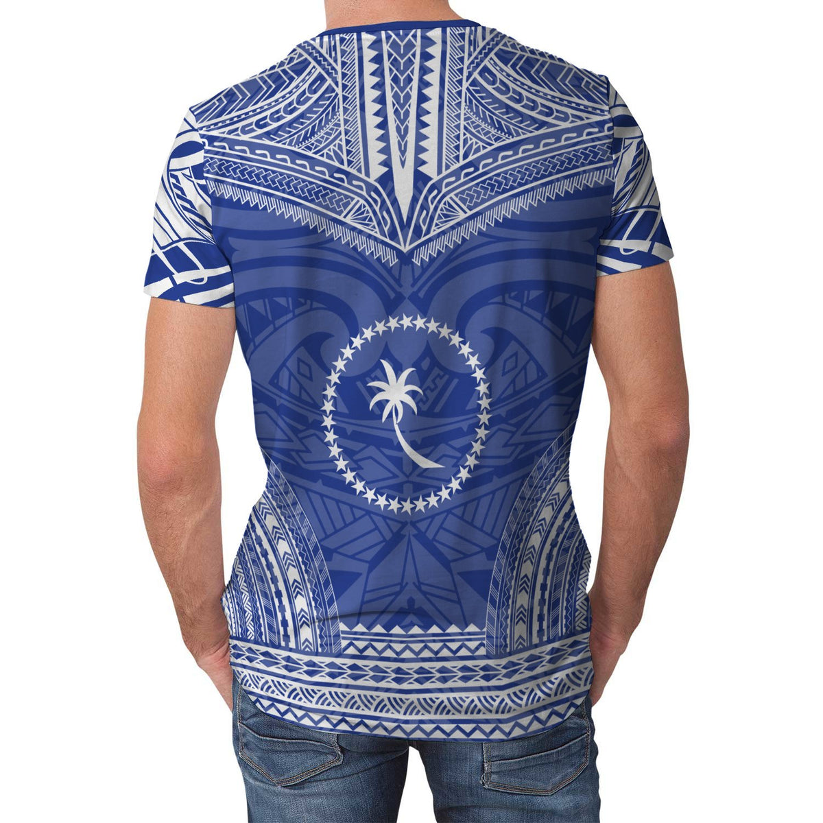 Chuuk T Shirt Chuuk Polynesian Chief Blue Version - Polynesian Pride