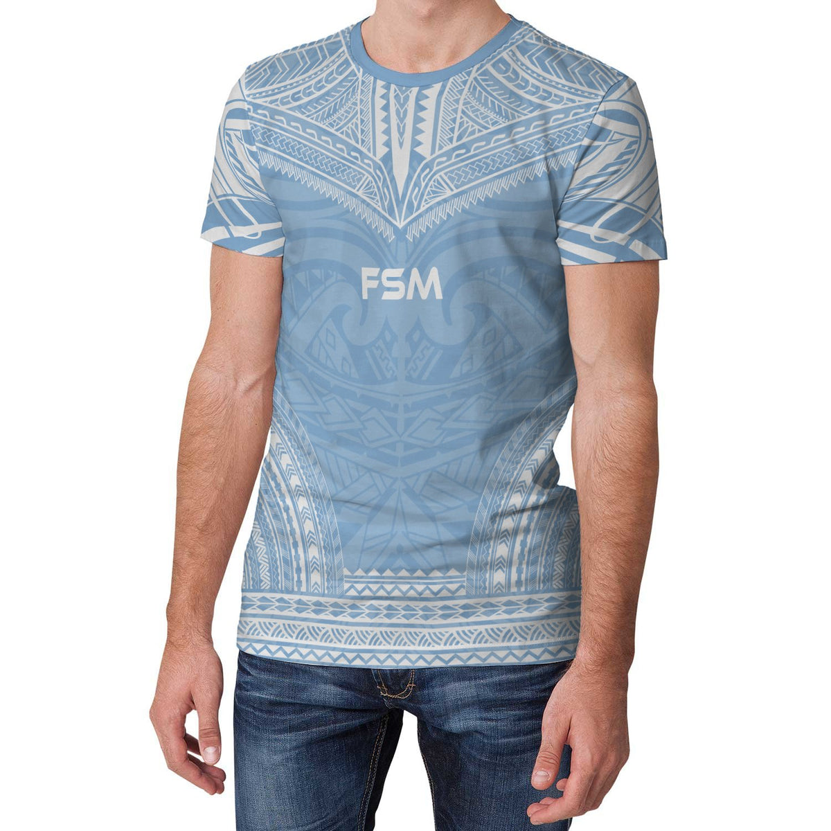 Federated States of Micronesia T Shirt F S M Polynesian Chief Light Blue Version - Polynesian Pride