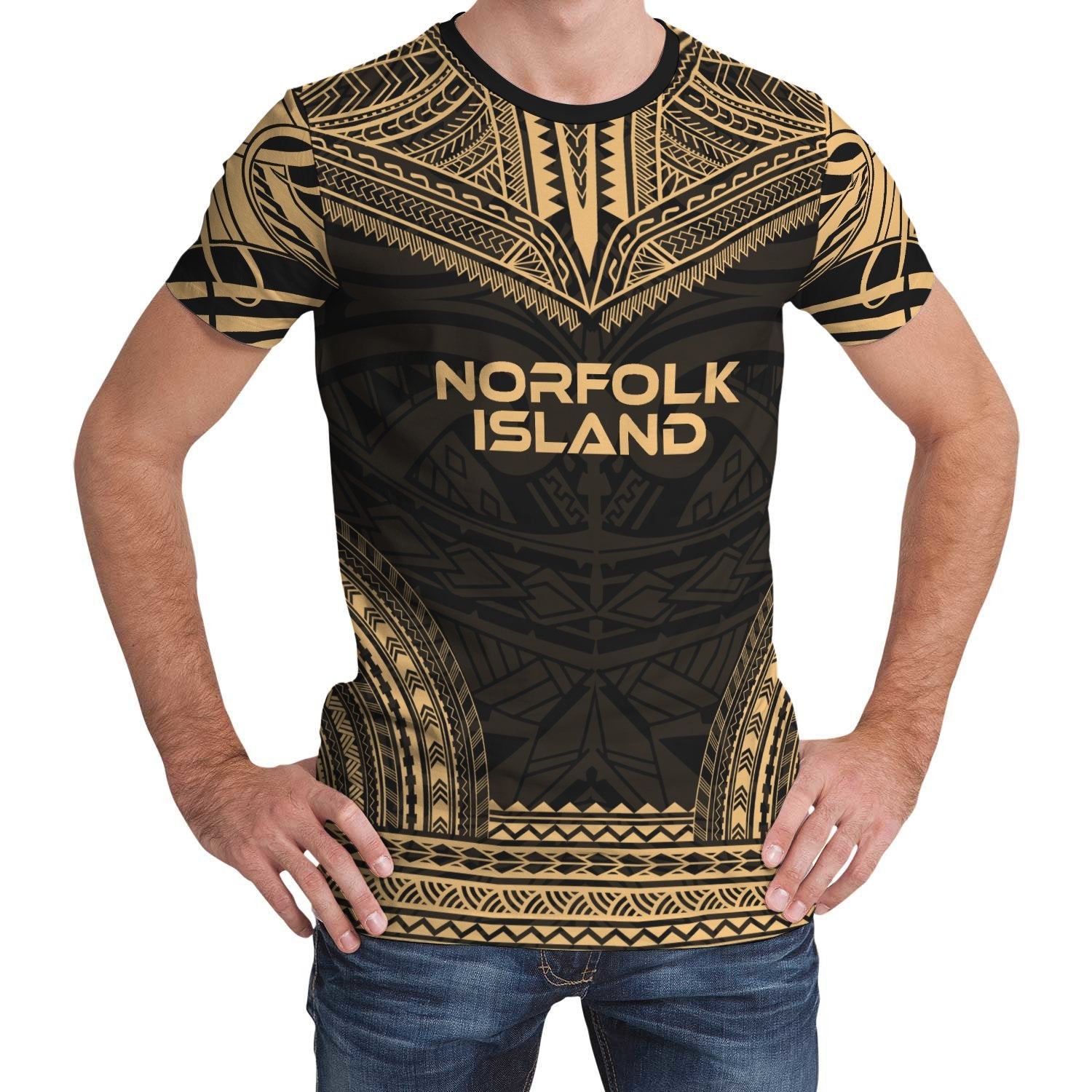 Norfolk Island Unisex T Shirt Norfolk Island Polynesian Chief Gold Version Unisex Gold - Polynesian Pride