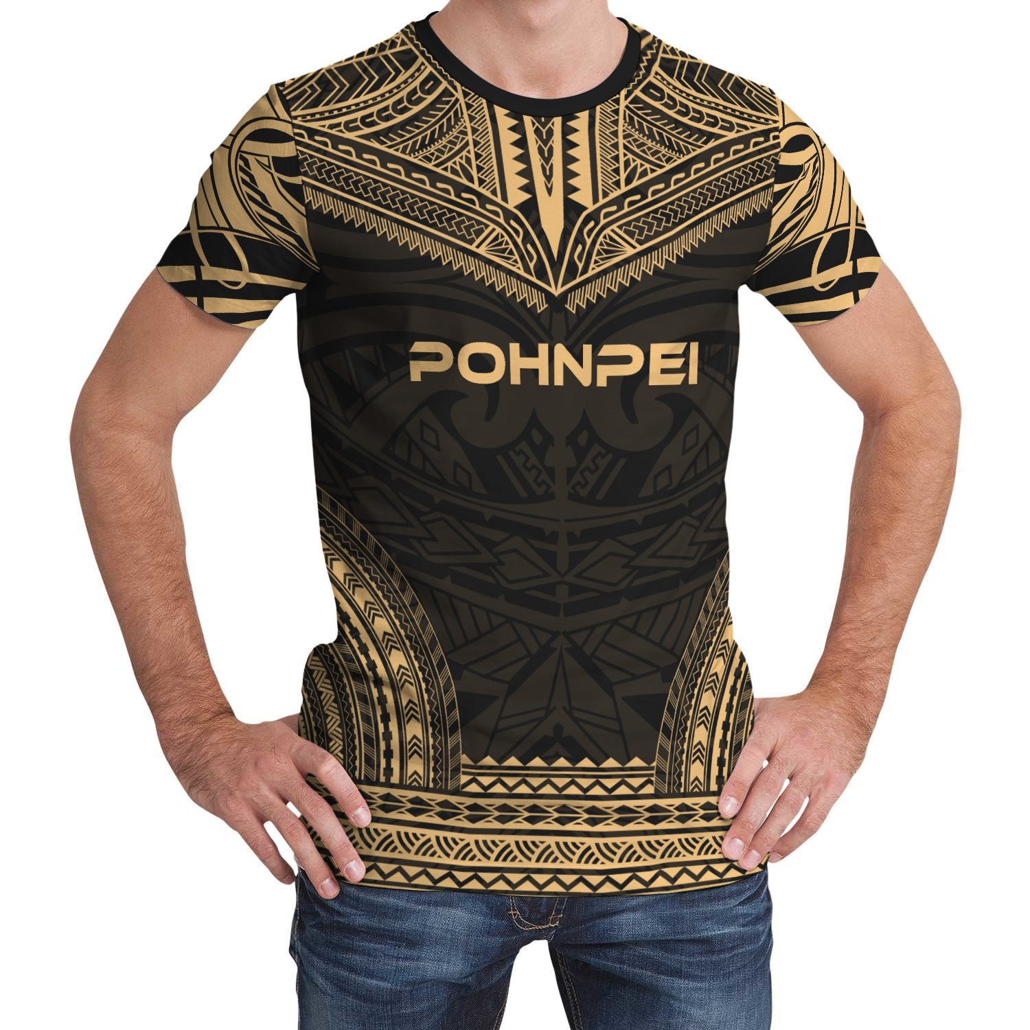 Pohnpei Unisex T Shirt Pohnpei Polynesian Chief Gold Version Unisex Gold - Polynesian Pride