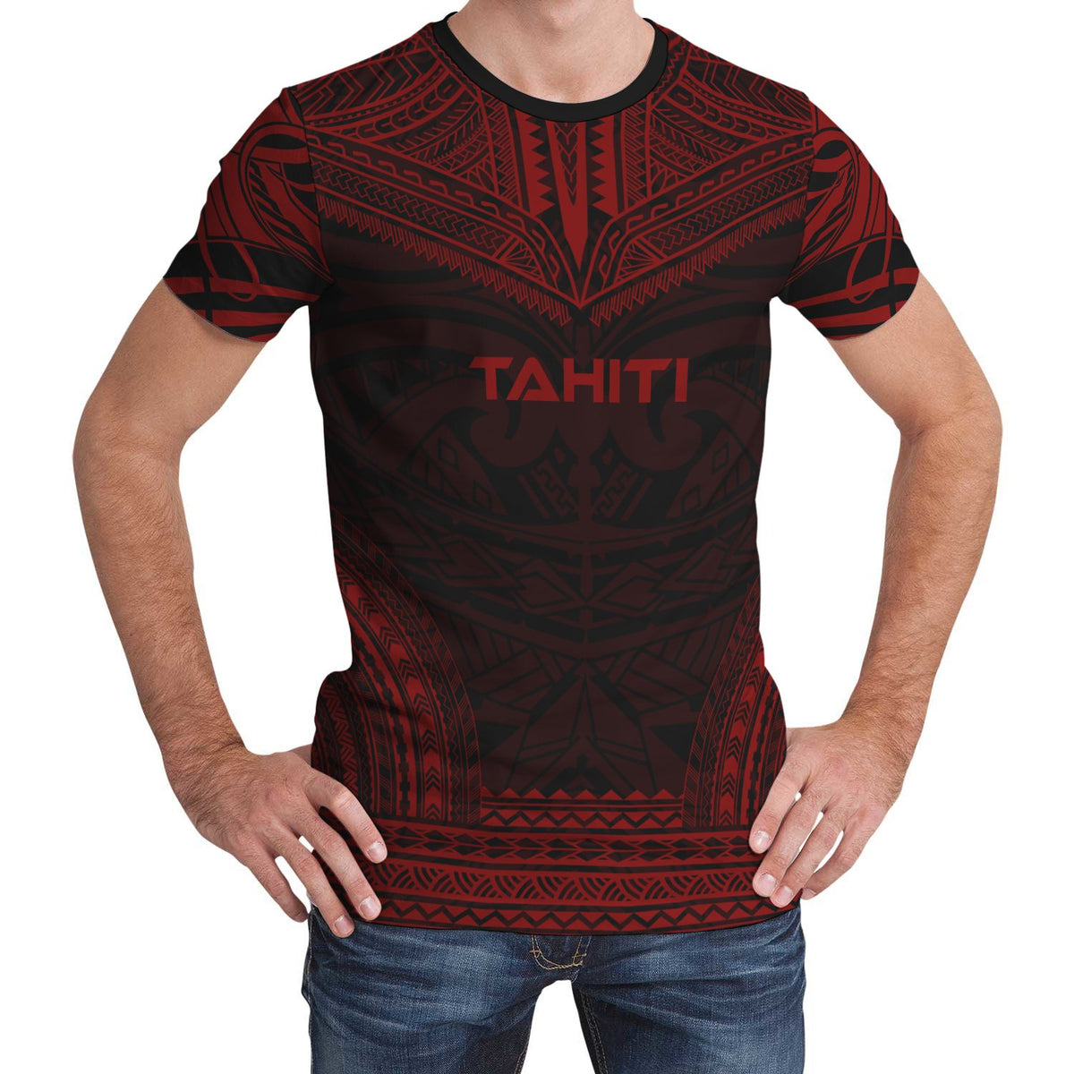Tahiti T Shirt Tahiti Polynesian Chief Red Version Unisex Red - Polynesian Pride