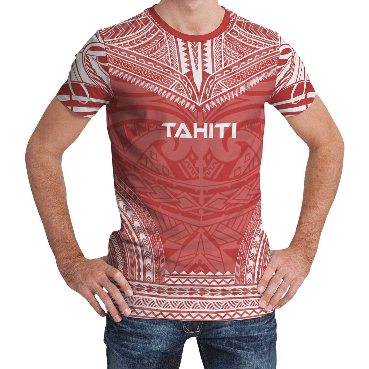 Tahiti T Shirt Tahiti Polynesian Chief Red Version Unisex Red - Polynesian Pride