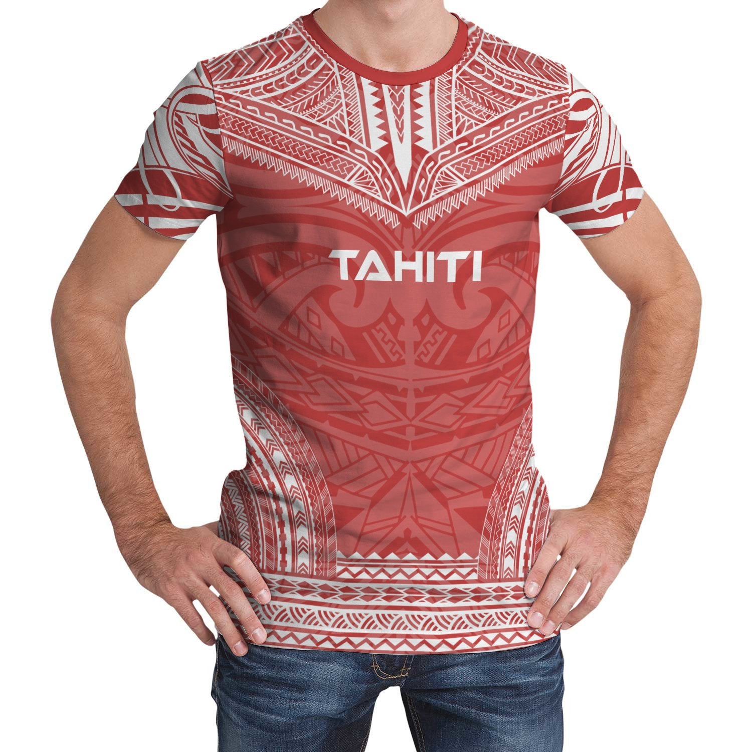 Tahiti T Shirt Tahiti Polynesian Chief Red Version Unisex Red - Polynesian Pride