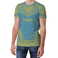 Tuvalu T Shirt Tuvaluan Polynesian Chief Yellow Blue Version - Polynesian Pride