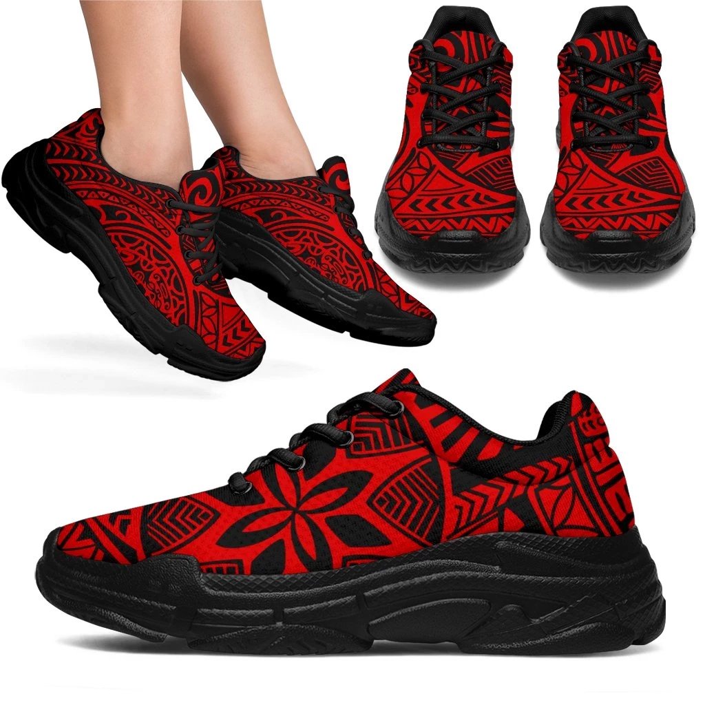 Polynesian Hawaiian Style Tribal Tattoo Red Chunky Sneakers - Polynesian Pride