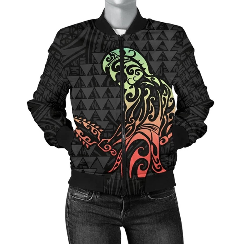 Warrior Helmet Women's Bomber Jacket Black - Polynesian Pride