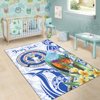 (Custom Personalised) Northern Mariana Islands Area Rug Mariana Fruit Dove Mix Frangipani Flowers White LT13 - Polynesian Pride
