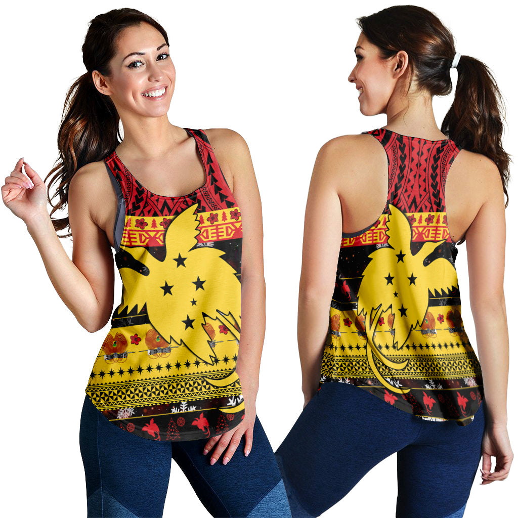 Papua New Guinea Christmas Women Racerback Tank Raggiana Loved LT13 Black - Polynesian Pride