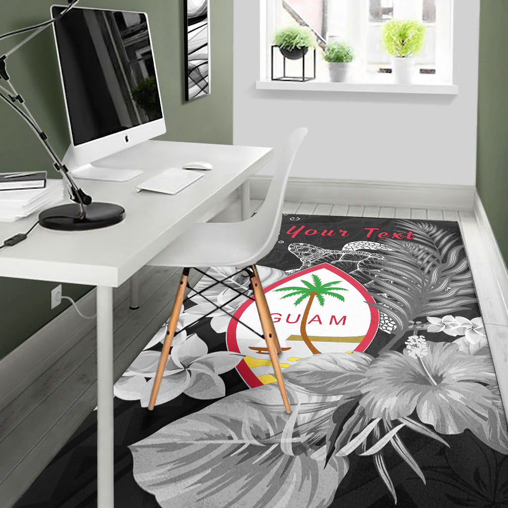 (Custom Personalised) Guam Seal Area Rug Polynesian Turtle with Flowers Version White LT13 - Polynesian Pride