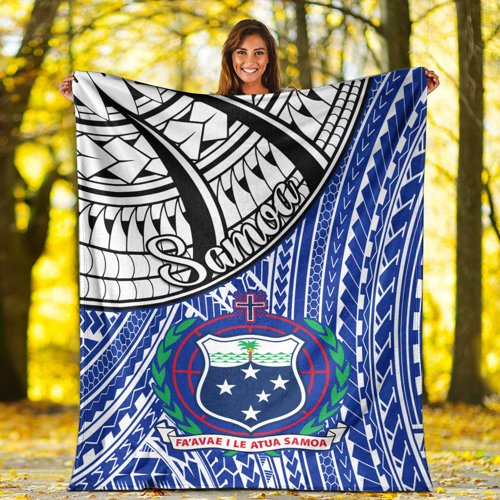 Samoa Premium Blanket Samoan Pattern Newest LT13 White - Polynesian Pride