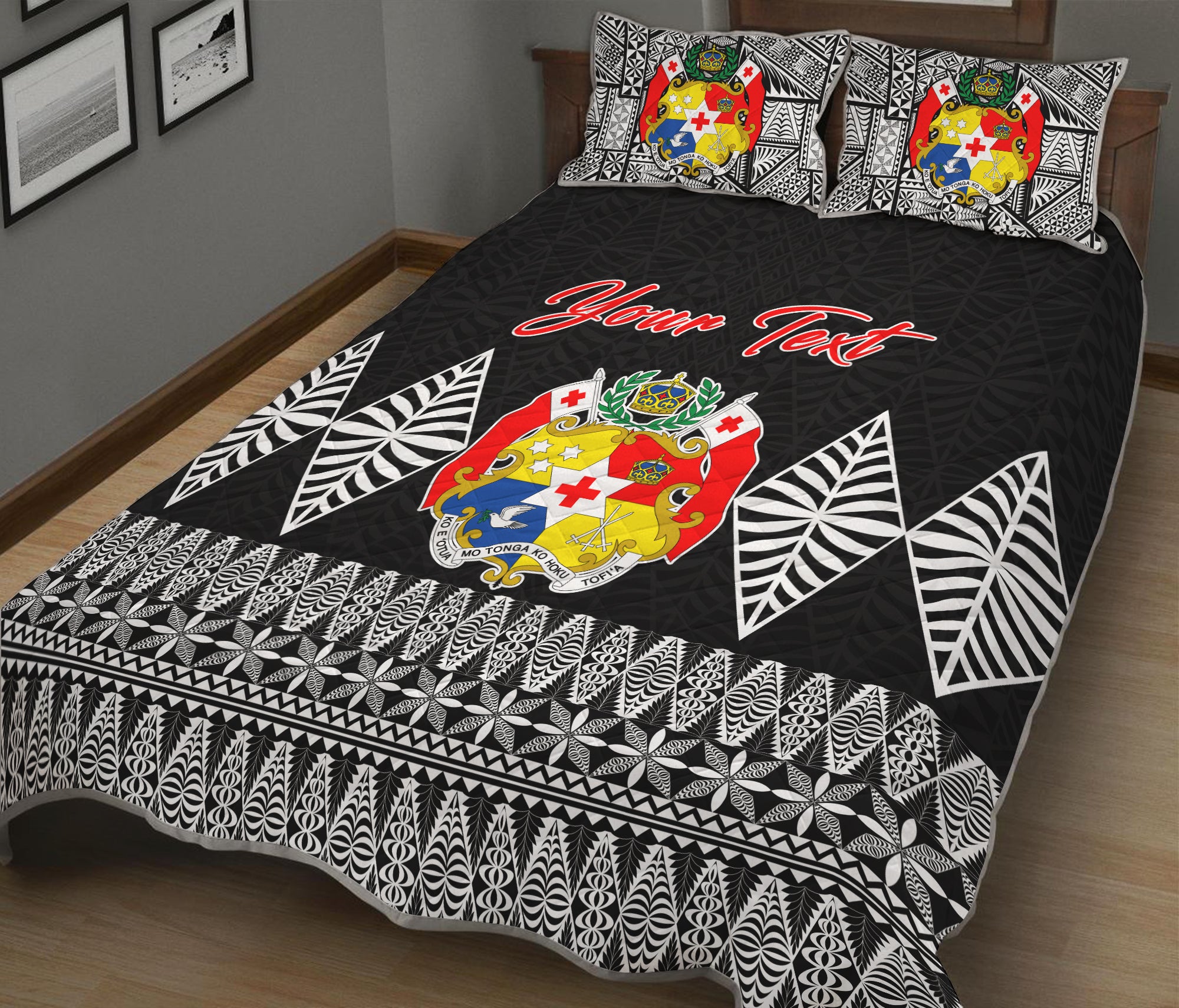 (Custom Personalised) Tonga Quilt Bed Set Be Unique Version 06 Black LT13 Black - Polynesian Pride