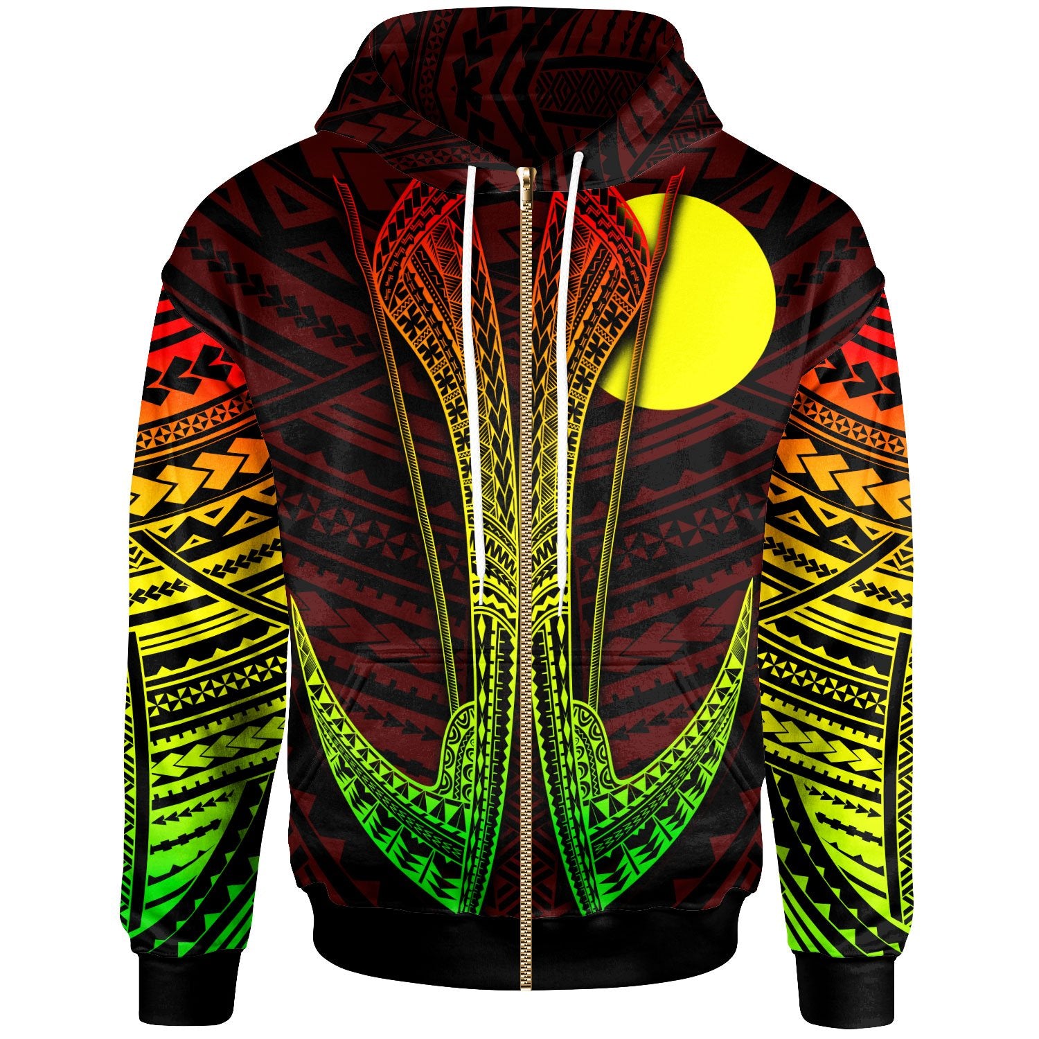 Palau Custom Zip Hoodie Fish Hook Unisex Red - Polynesian Pride