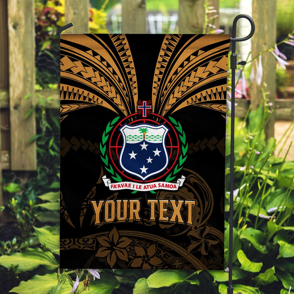 (Custom Personalised) Samoa Tatau Flag Gold Polynesian Ula Nifo LT13 - Polynesian Pride