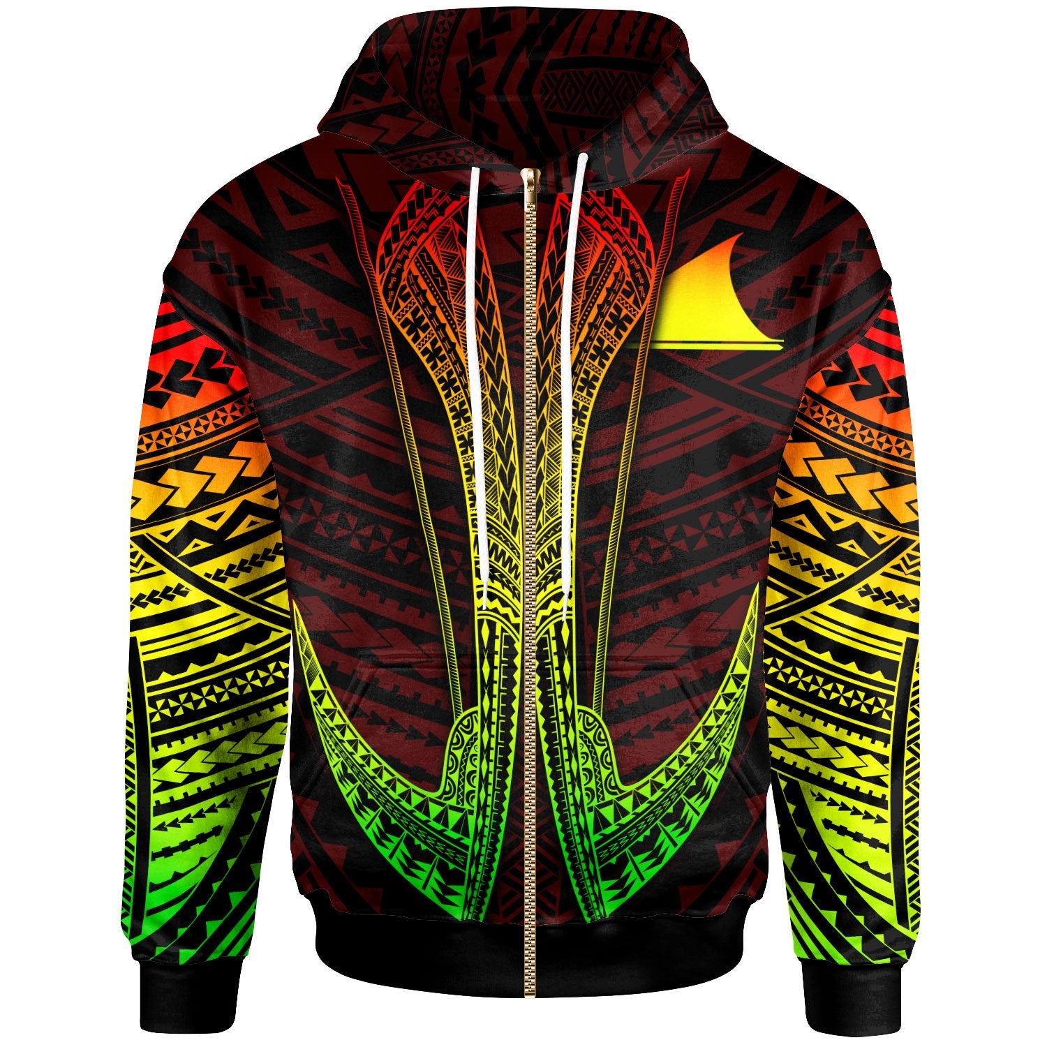 Tokelau Custom Zip Hoodie Fish Hook Unisex Red - Polynesian Pride