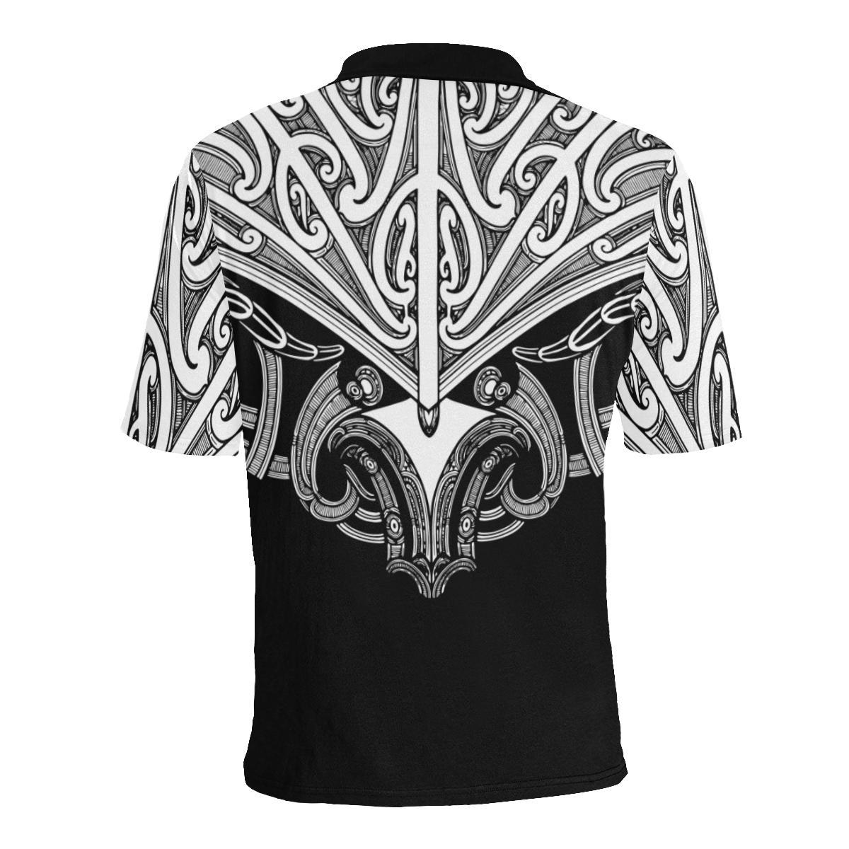 Maori Tattoo Polo Shirt Hei Matau Abalone White - Polynesian Pride