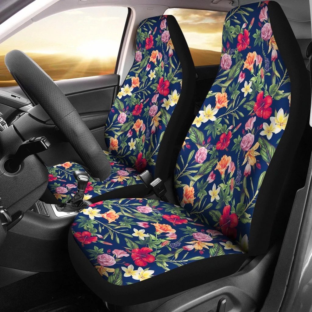 Hawaii Tropical Hibiscus Red And Plumeria White Car Seat Cover - Polynesian Pride