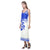 Polynesian V - Neck Open Fork Long Dress - Blue Hibiscus Women Blue - Polynesian Pride