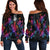 New Caledonia Women's Off Shoulder Sweaters - Sea Turtle In Tribal Polynesian Style Black - Polynesian Pride