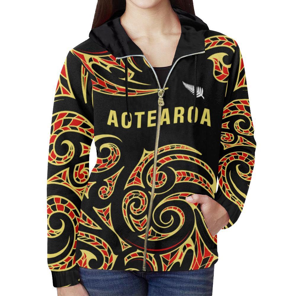 Aotearoa Zip up Hoodie Maori - Polynesian Pride