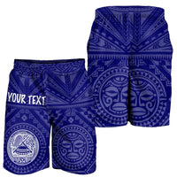 American Samoa Personalised Men's Short - Seal In Polynesian Tattoo Style ( Blue) - Polynesian Pride