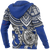 Chuuk Polynesian Hoodie (Zip up) White Turtle (Blue) - Polynesian Pride