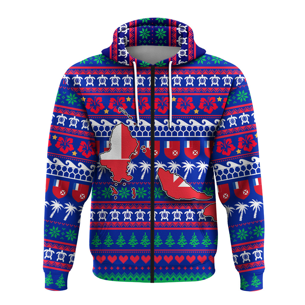 Wallis and Futuna Christmas Zip Hoodie Ugly Christmas LT12 - Polynesian Pride